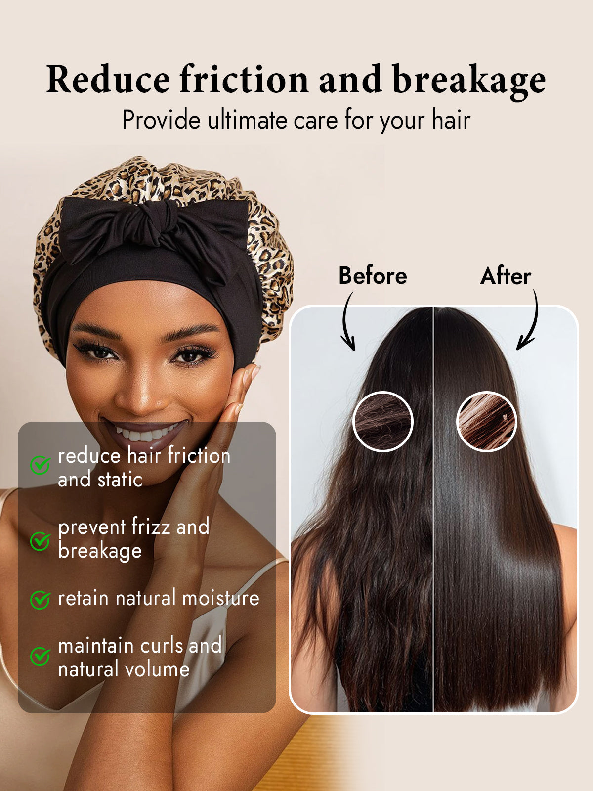 Schlafhaube aus reiner Seide mit Schleife